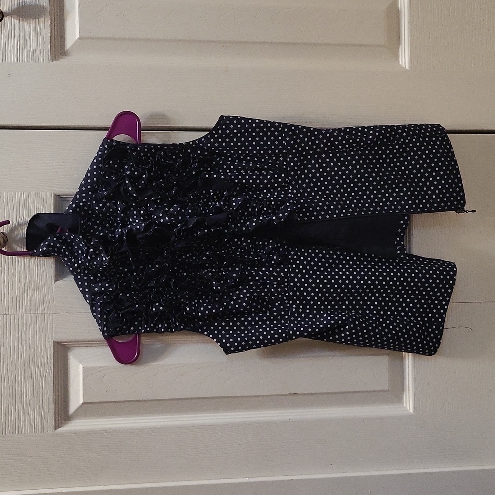 Zip up polka dot navy shirt